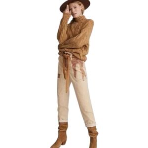 Anthropologie Pilcro Wanderer Corduroy Utility Pants Cream 32 NWT